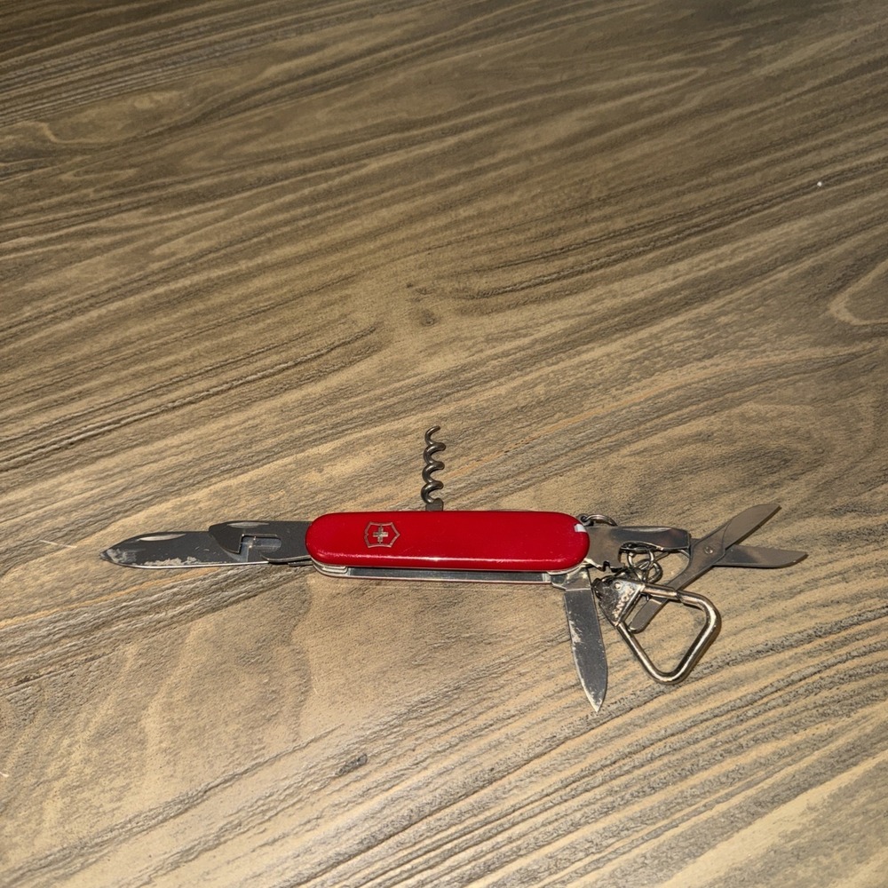 Vintage Victorinox Climber 91mm Swiss Army Knife Sony Logo Red 14 Functions